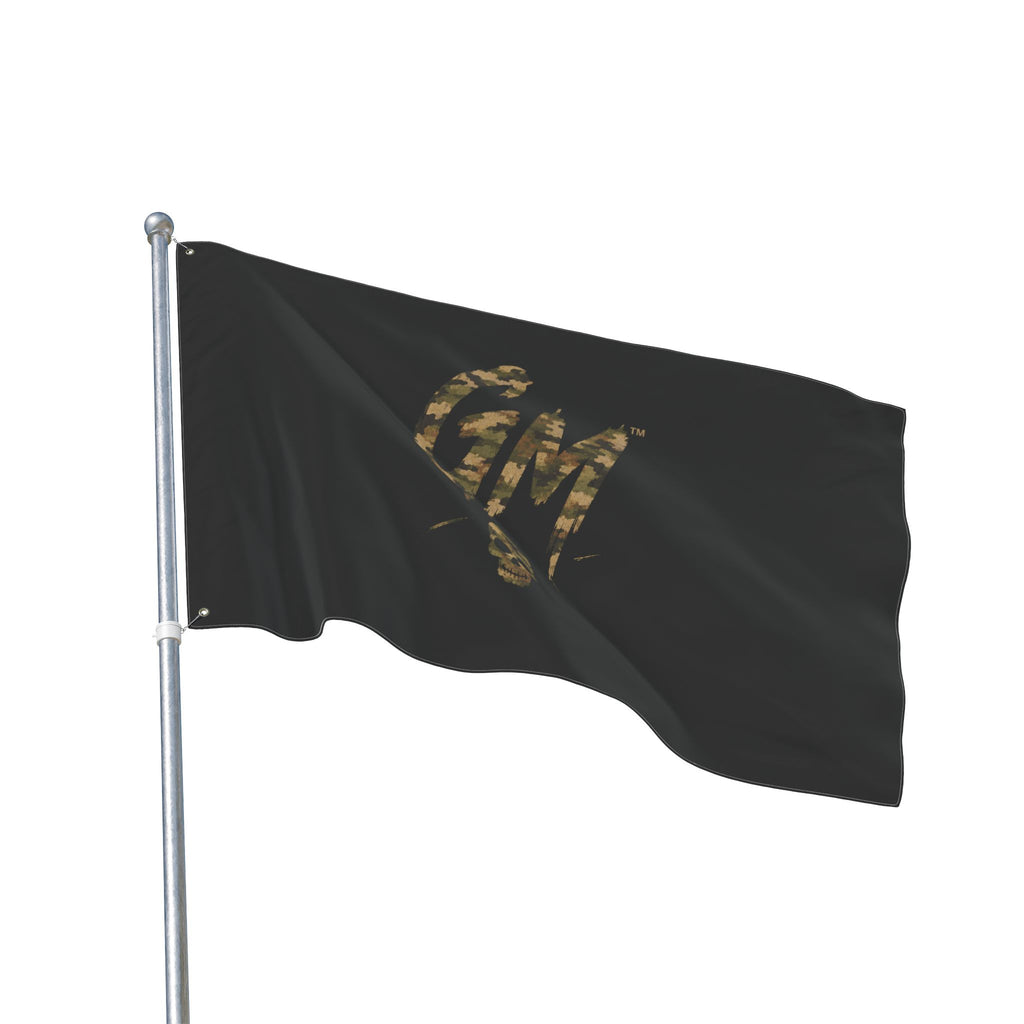 Double-Sided Flag — GM Skull Logo Black Outdoor Banner