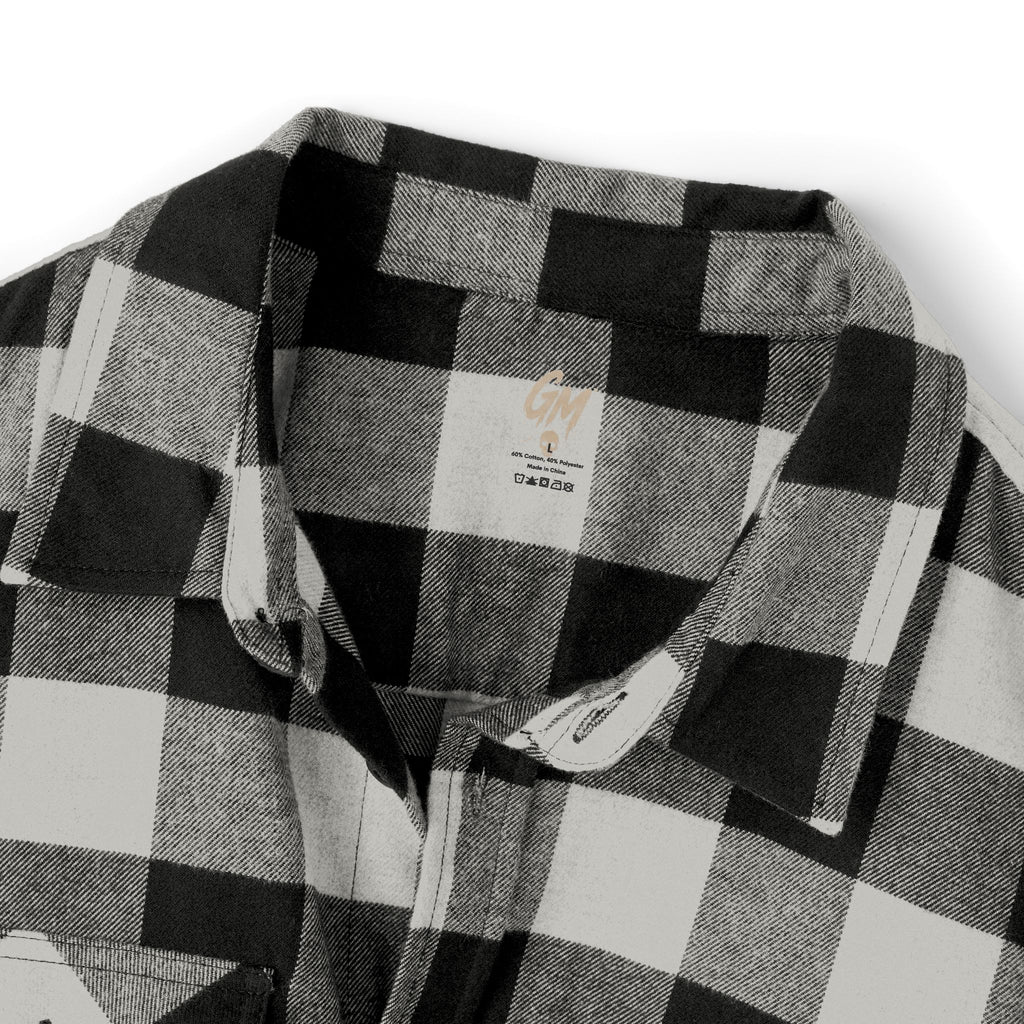 GM, Black & White Buffalo Plaid Flannel Shirt