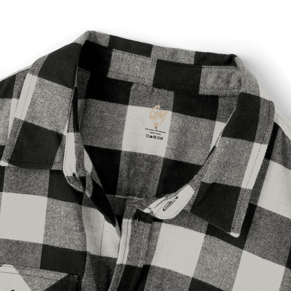 GM, Black & White Buffalo Plaid Flannel Shirt