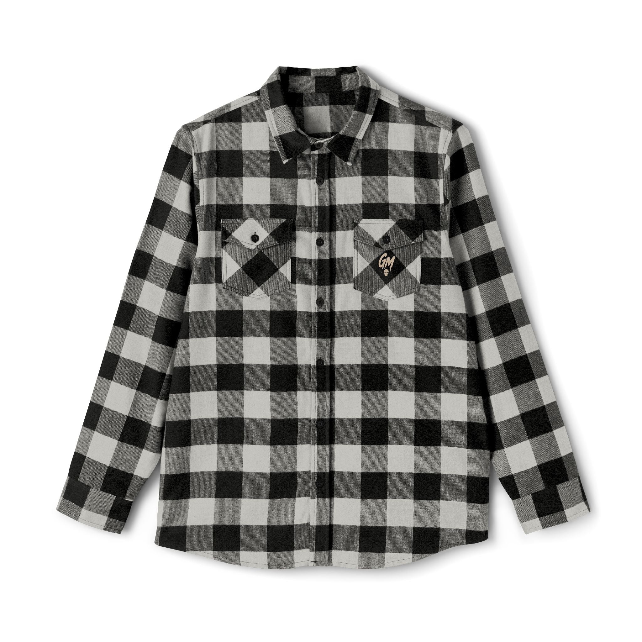 GM, Black & White Buffalo Plaid Flannel Shirt