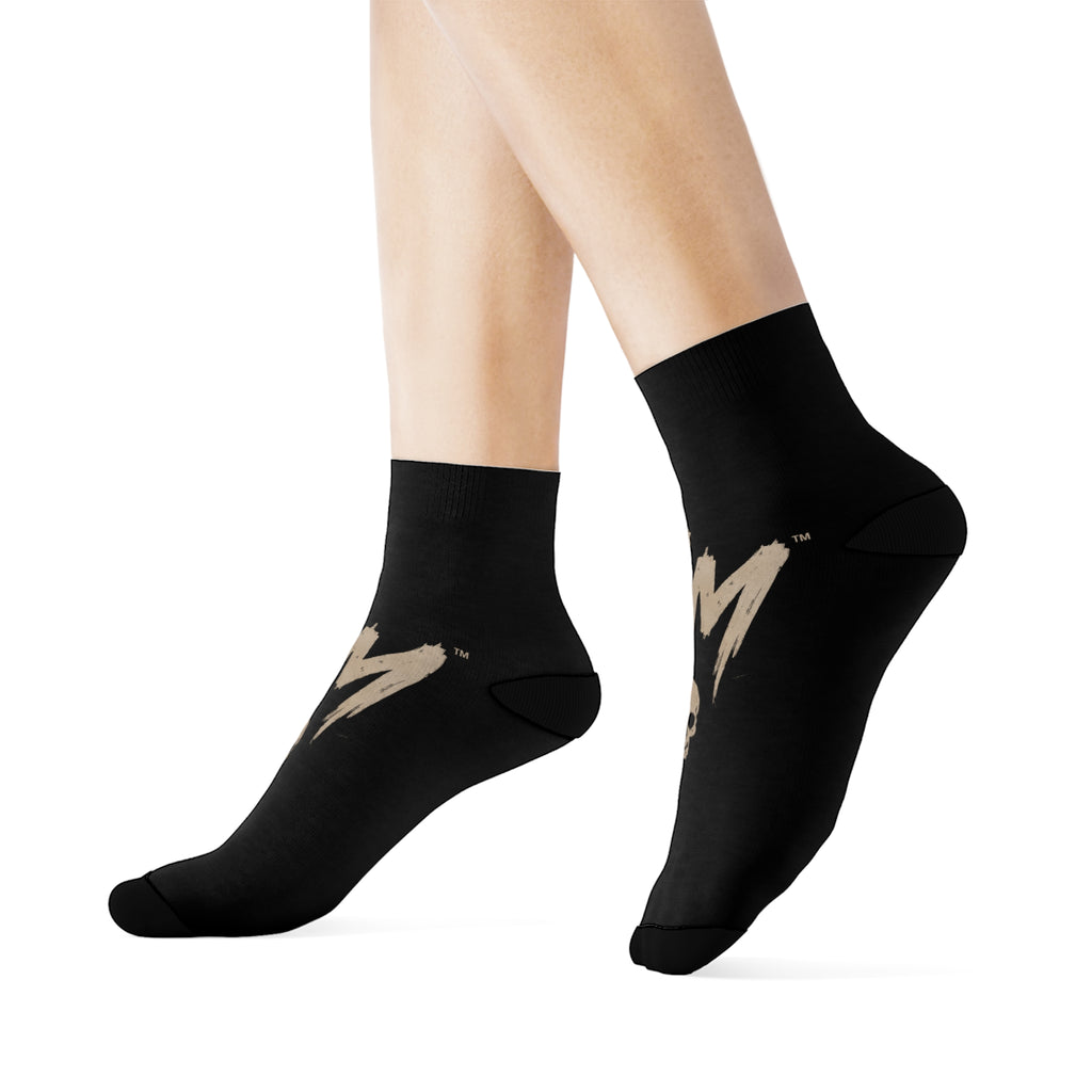 GM Skull Crew Socks — Black Graphic Athletic Socks