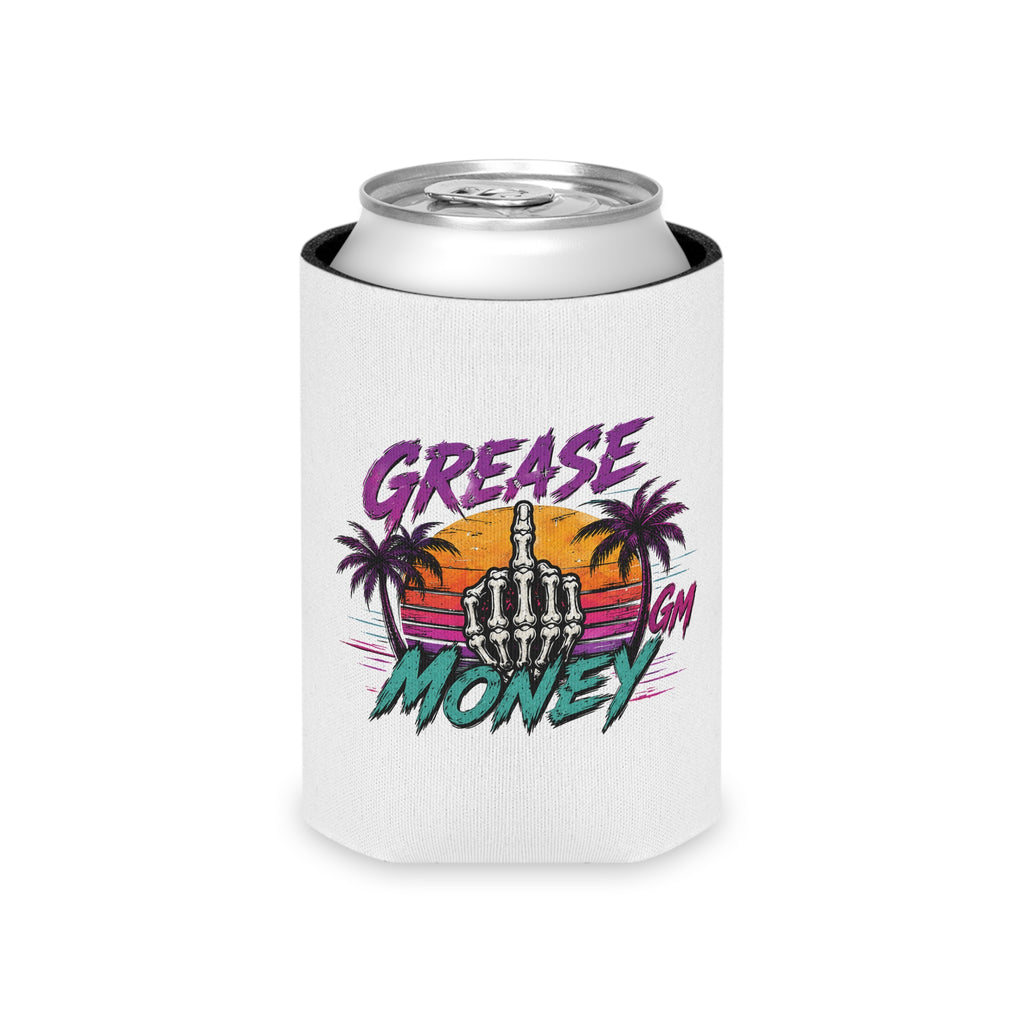 Grease Money Can Cooler – Retro Skull Logo Beverage Koozie