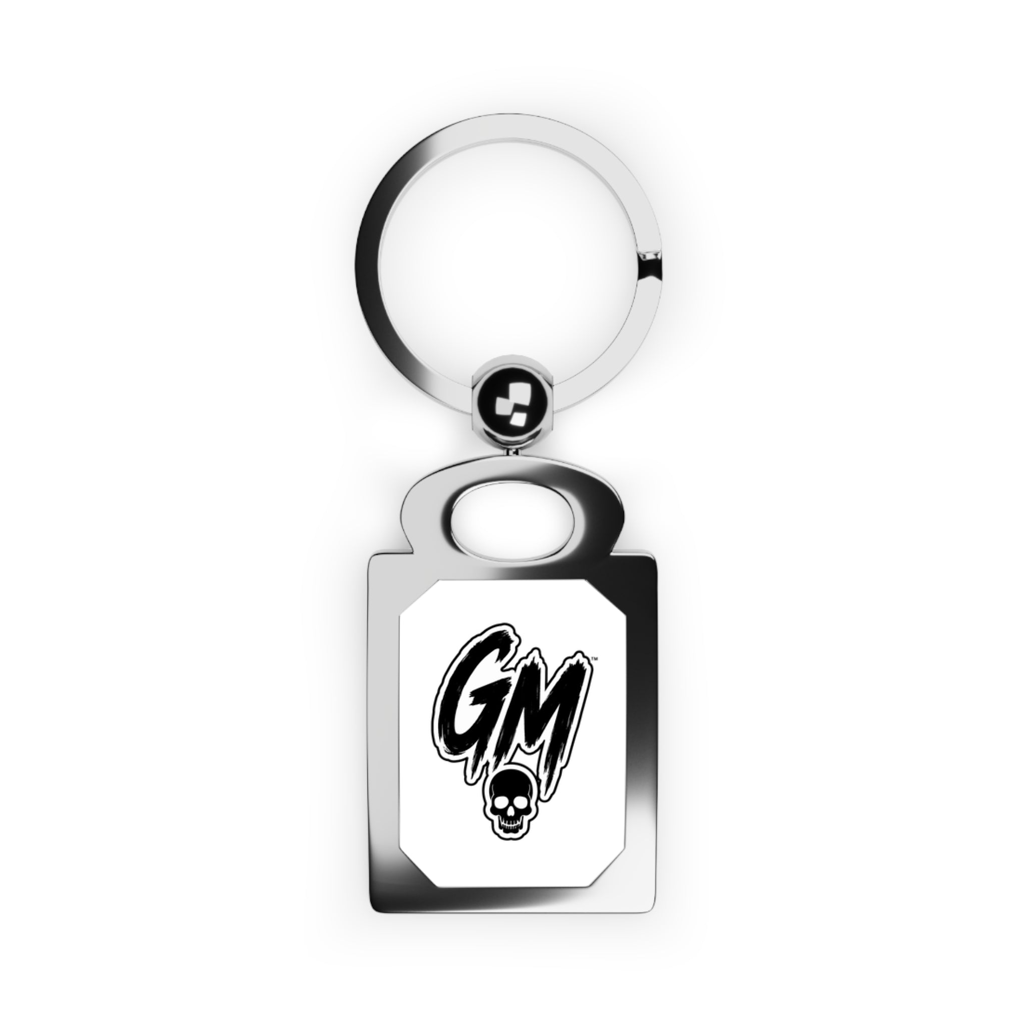 GM Skull Rectangle Photo Keyring — Personalized Metal Photo Keychain