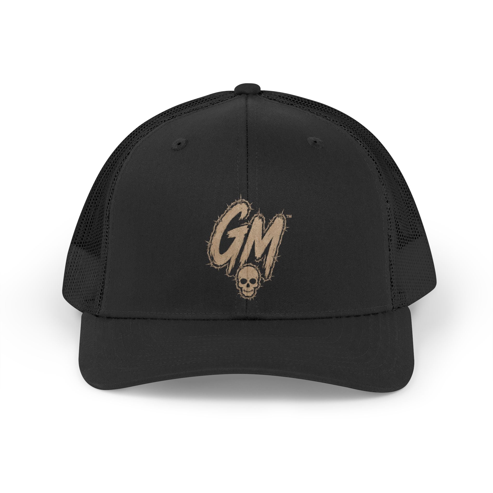 Retro Trucker Hat — GM Skull Vintage Logo Mesh Cap