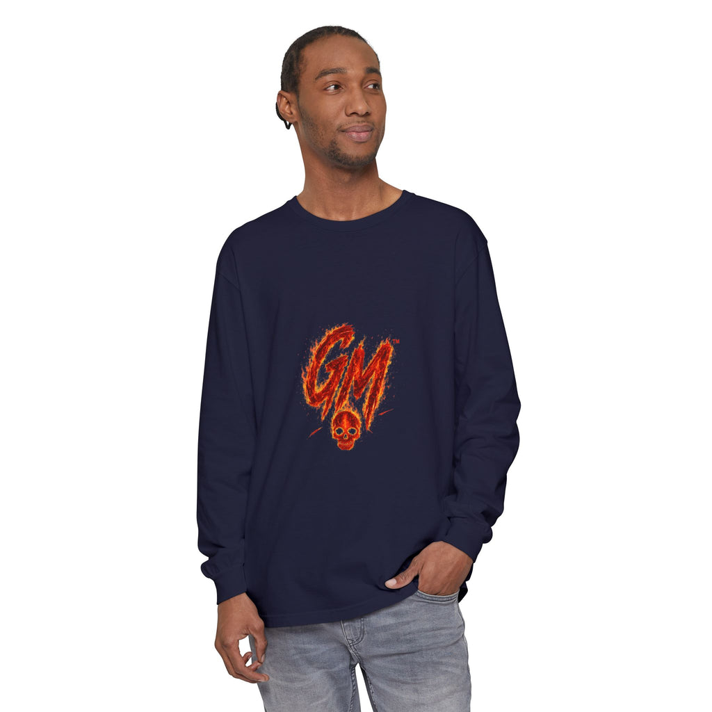 Grease Money Long Sleeve Tee — 'Grease Money Dirty Hands' Flaming Skeleton Logo