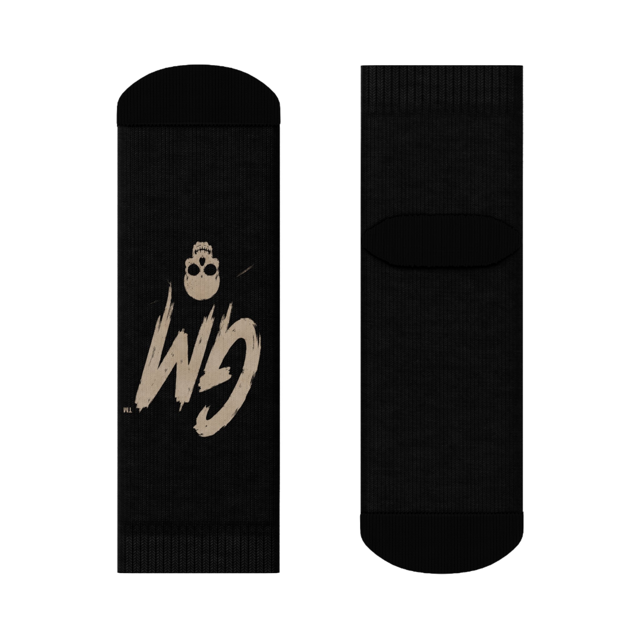 GM Skull Crew Socks — Black Graphic Athletic Socks
