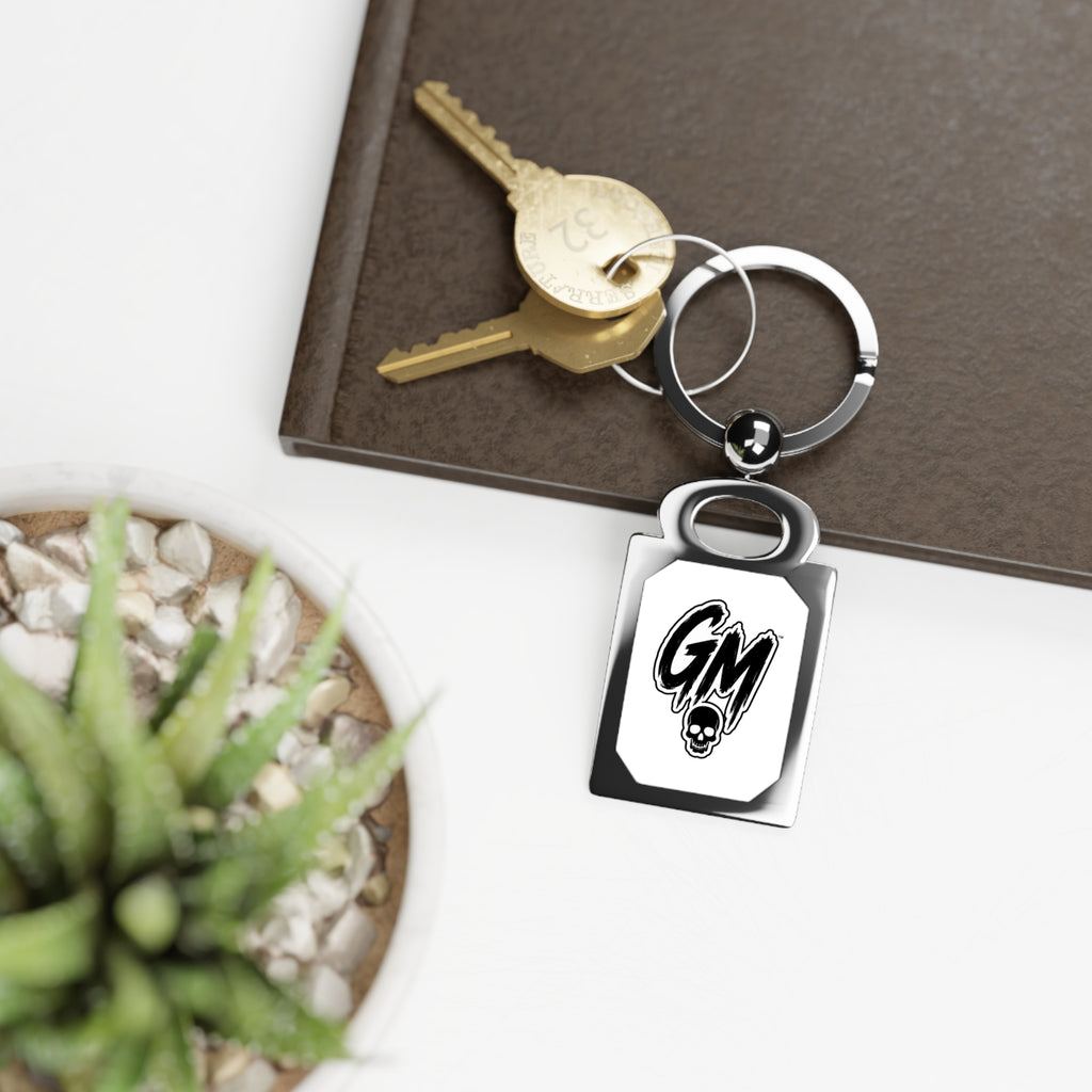 GM Skull Rectangle Photo Keyring — Personalized Metal Photo Keychain