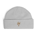 Embroidered Gold Script Cuff Beanie