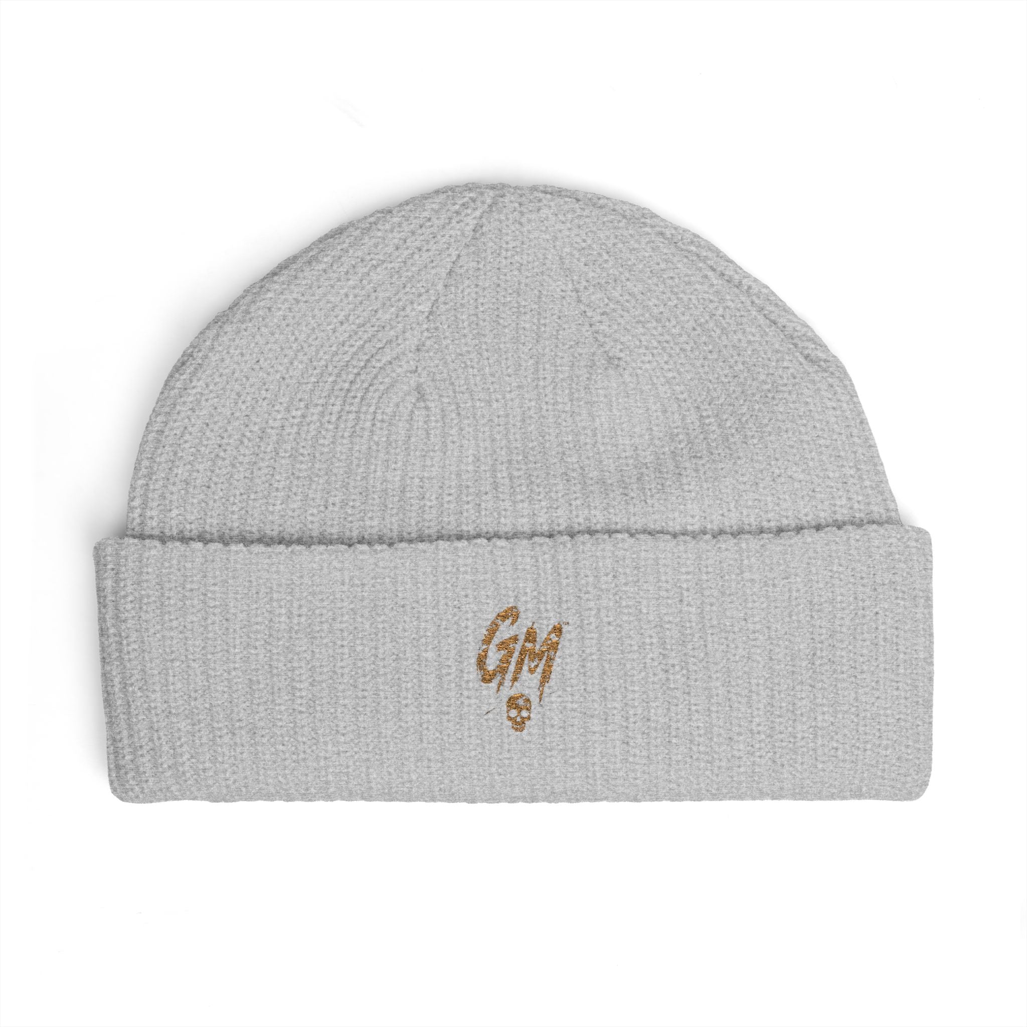 Embroidered Gold Script Cuff Beanie