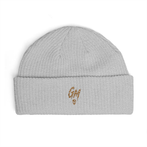 Embroidered Gold Script Cuff Beanie