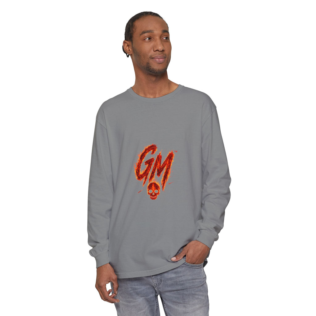 Grease Money Long Sleeve Tee — 'Grease Money Dirty Hands' Flaming Skeleton Logo