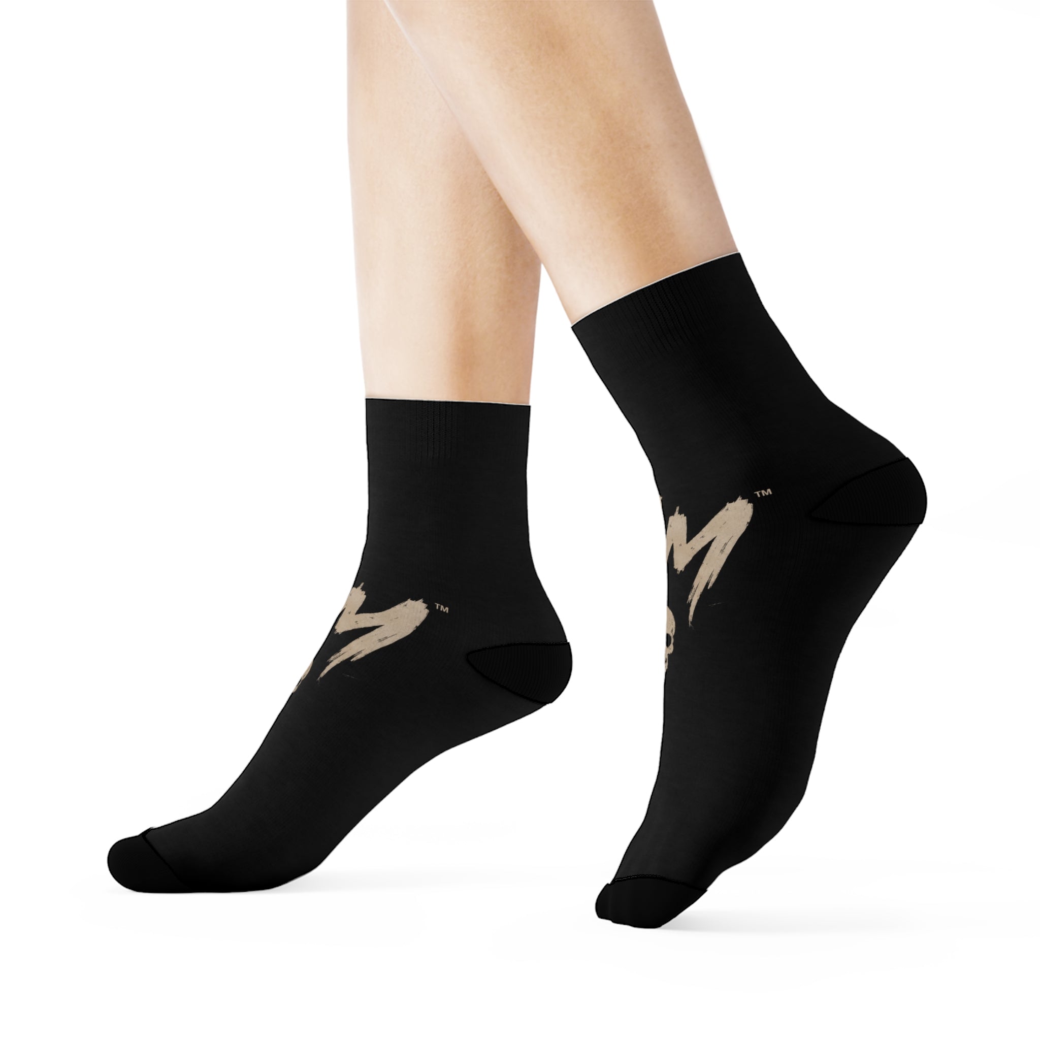 GM Skull Crew Socks — Black Graphic Athletic Socks