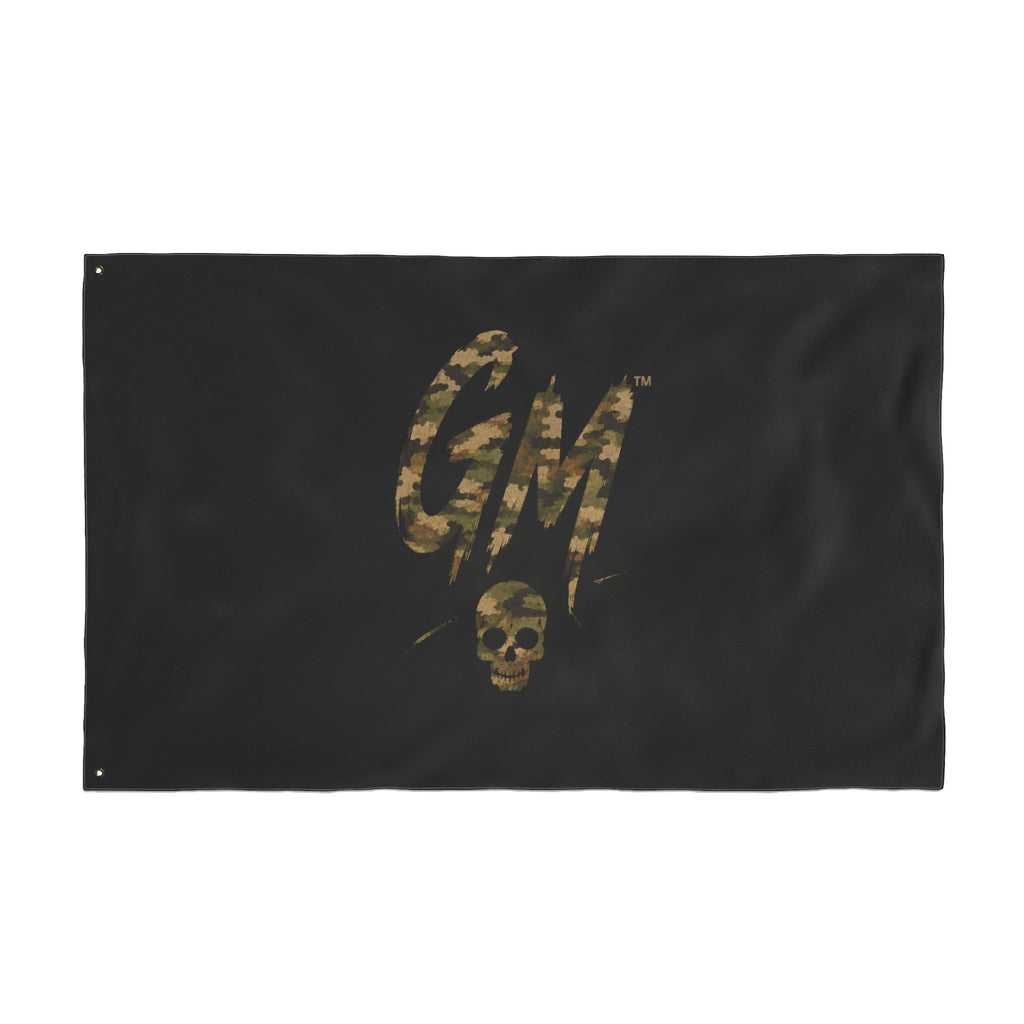 Double-Sided Flag — GM Skull Logo Black Outdoor Banner
