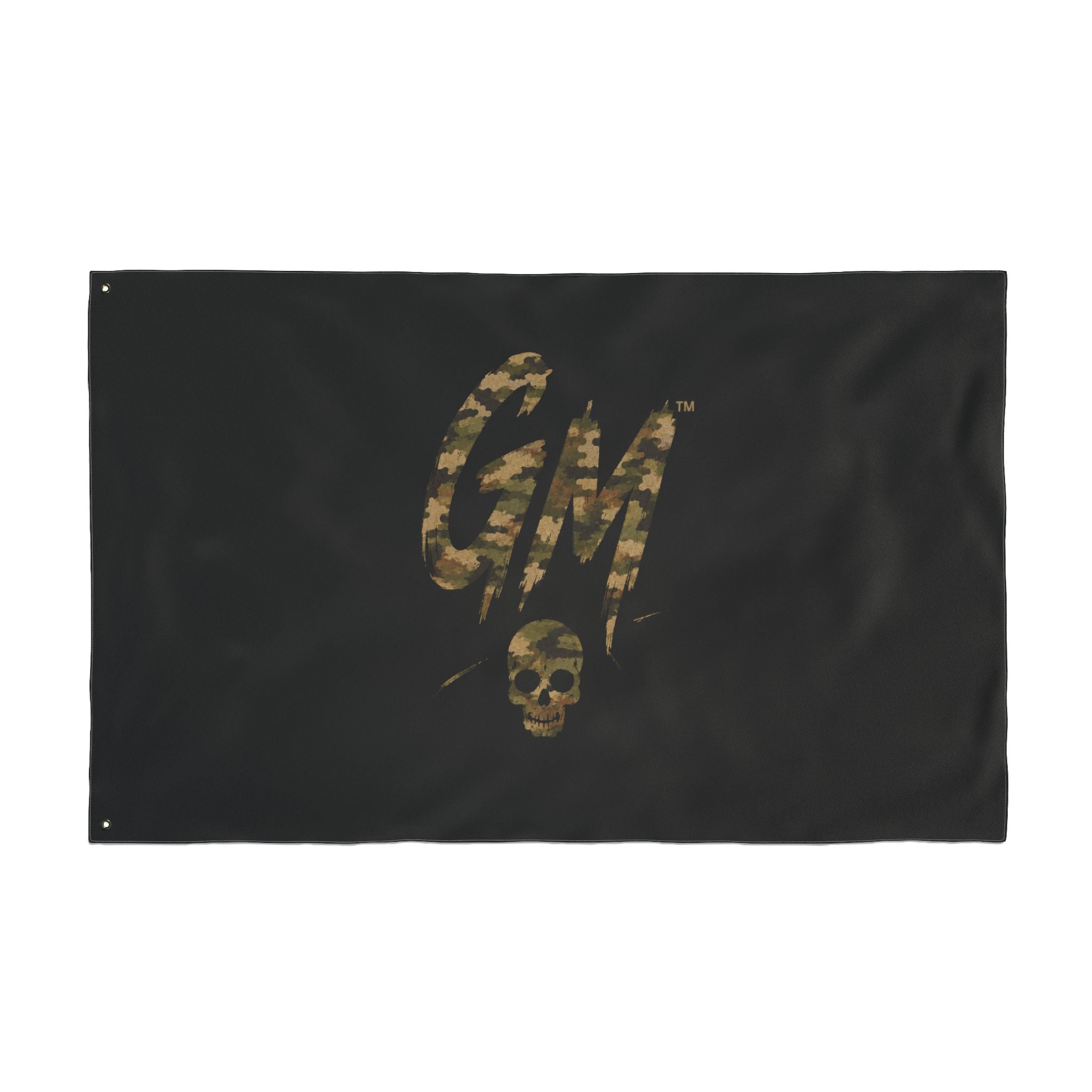 Double-Sided Flag — GM Skull Logo Black Outdoor Banner