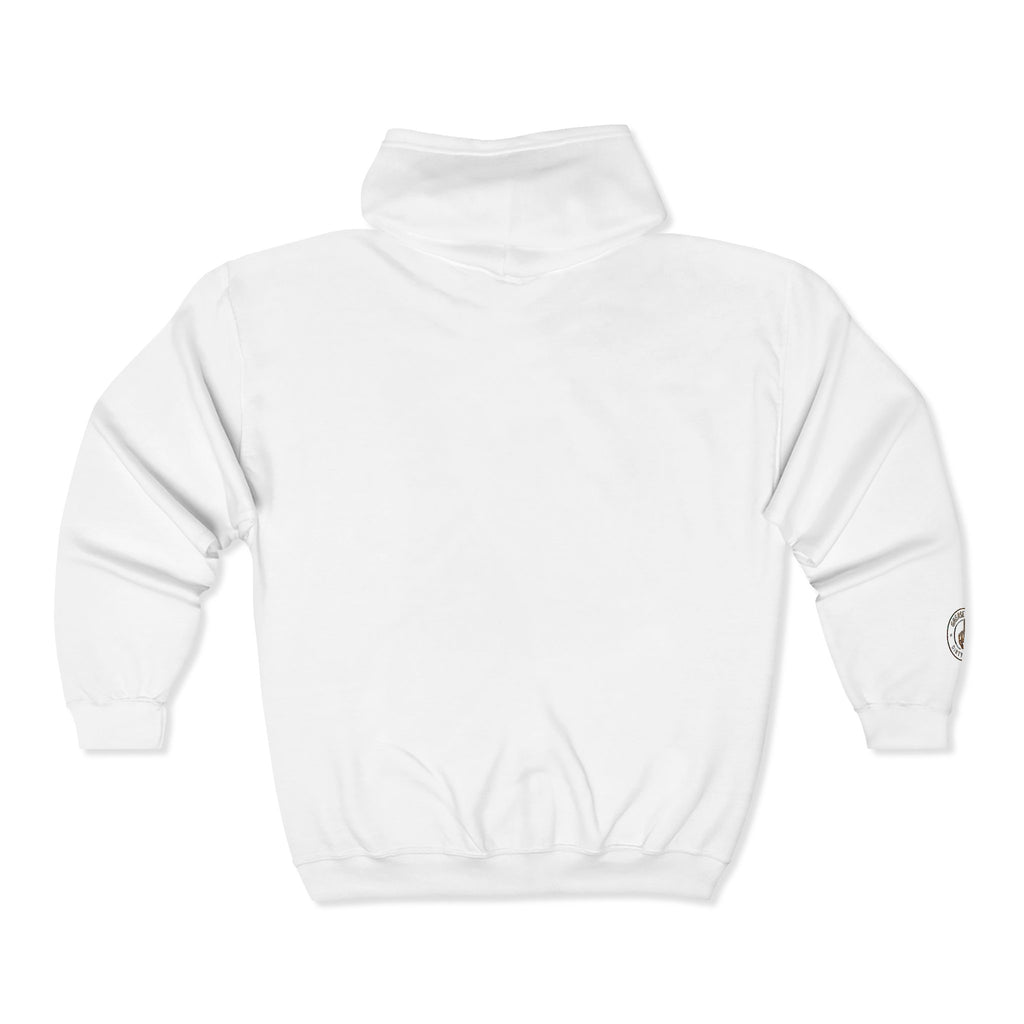 Zip Hoodie — 'GM' Minimal Gold Logo Full-Zip Hooded Sweatshirt