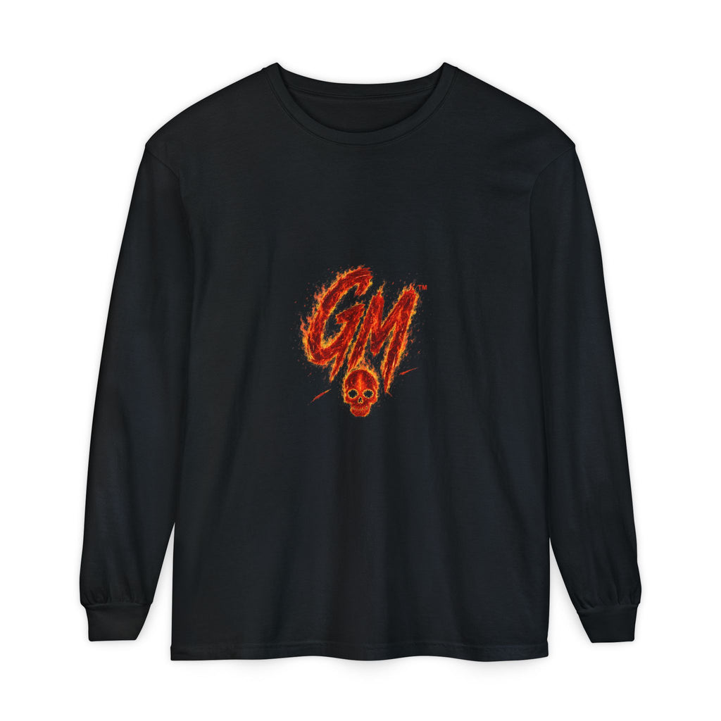 Grease Money Long Sleeve Tee — 'Grease Money Dirty Hands' Flaming Skeleton Logo