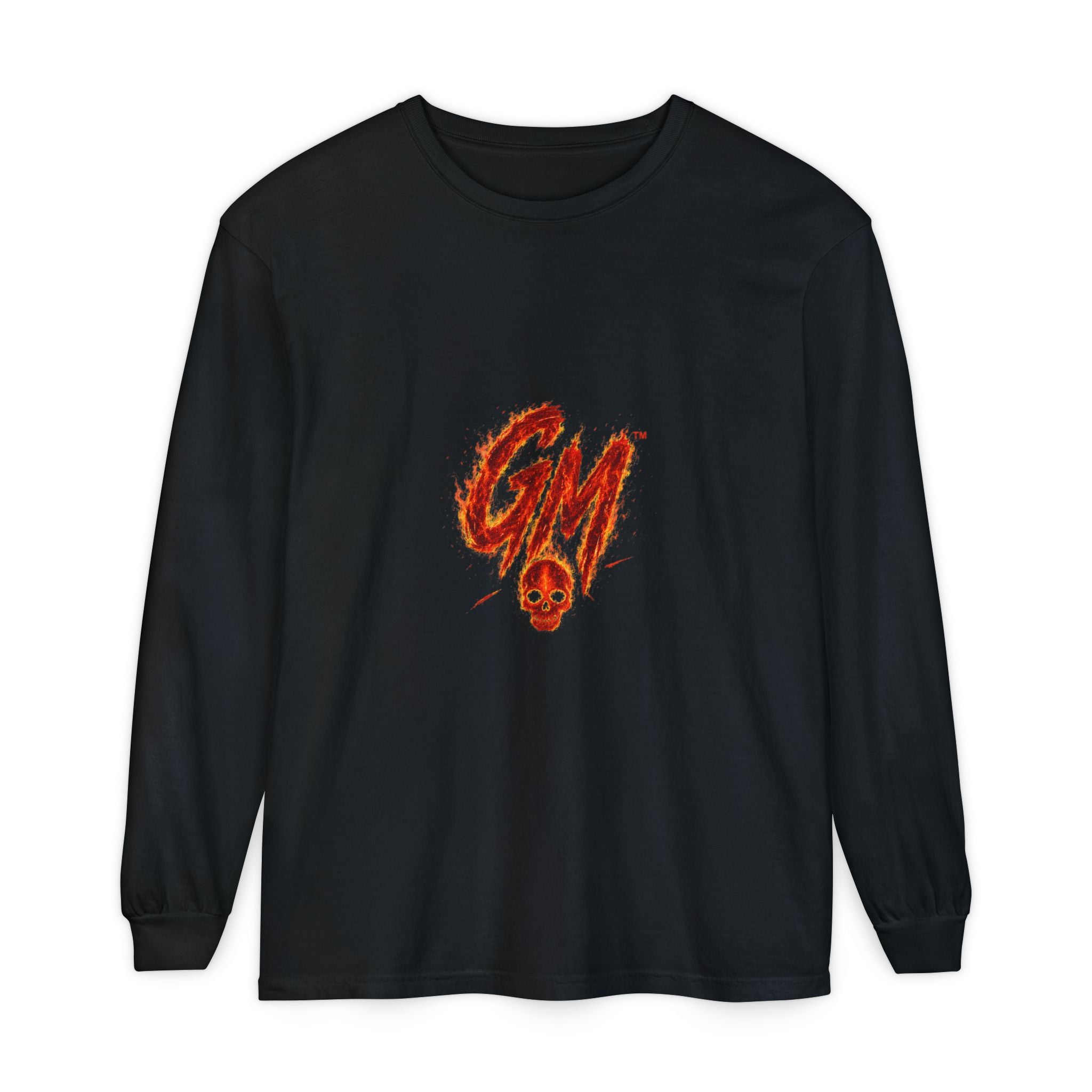 Grease Money Long Sleeve Tee — 'Grease Money Dirty Hands' Flaming Skeleton Logo