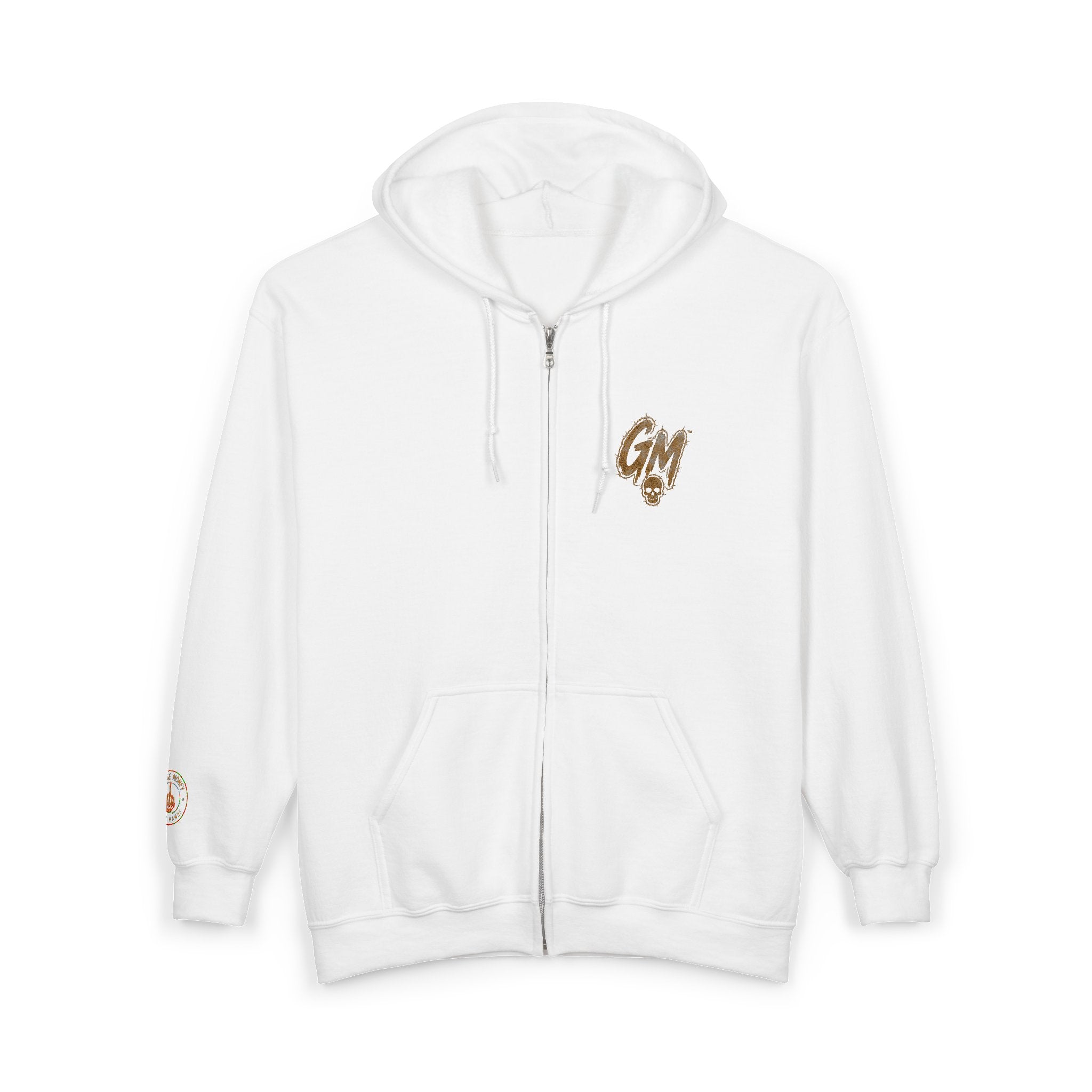 Zip Hoodie — 'GM' Minimal Gold Logo Full-Zip Hooded Sweatshirt