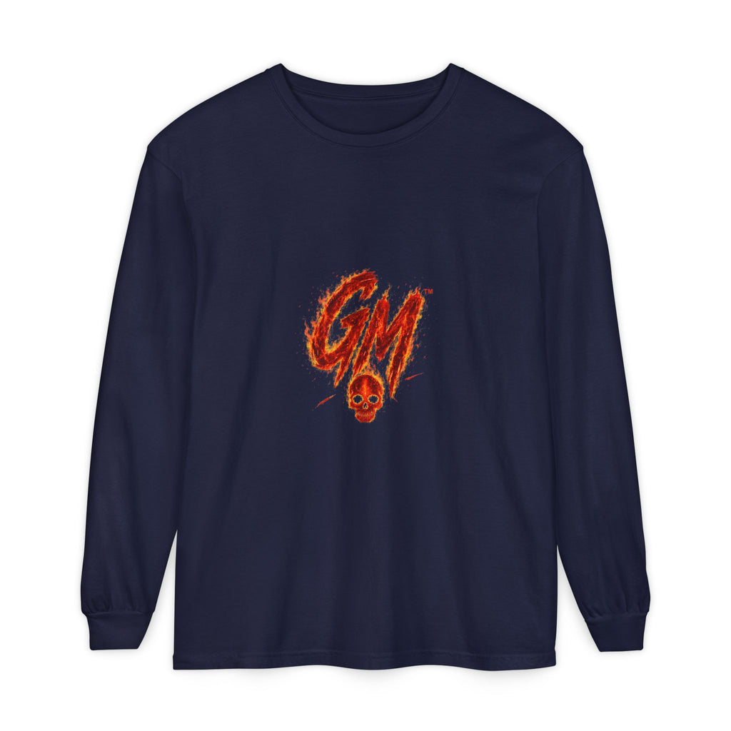 Grease Money Long Sleeve Tee — 'Grease Money Dirty Hands' Flaming Skeleton Logo