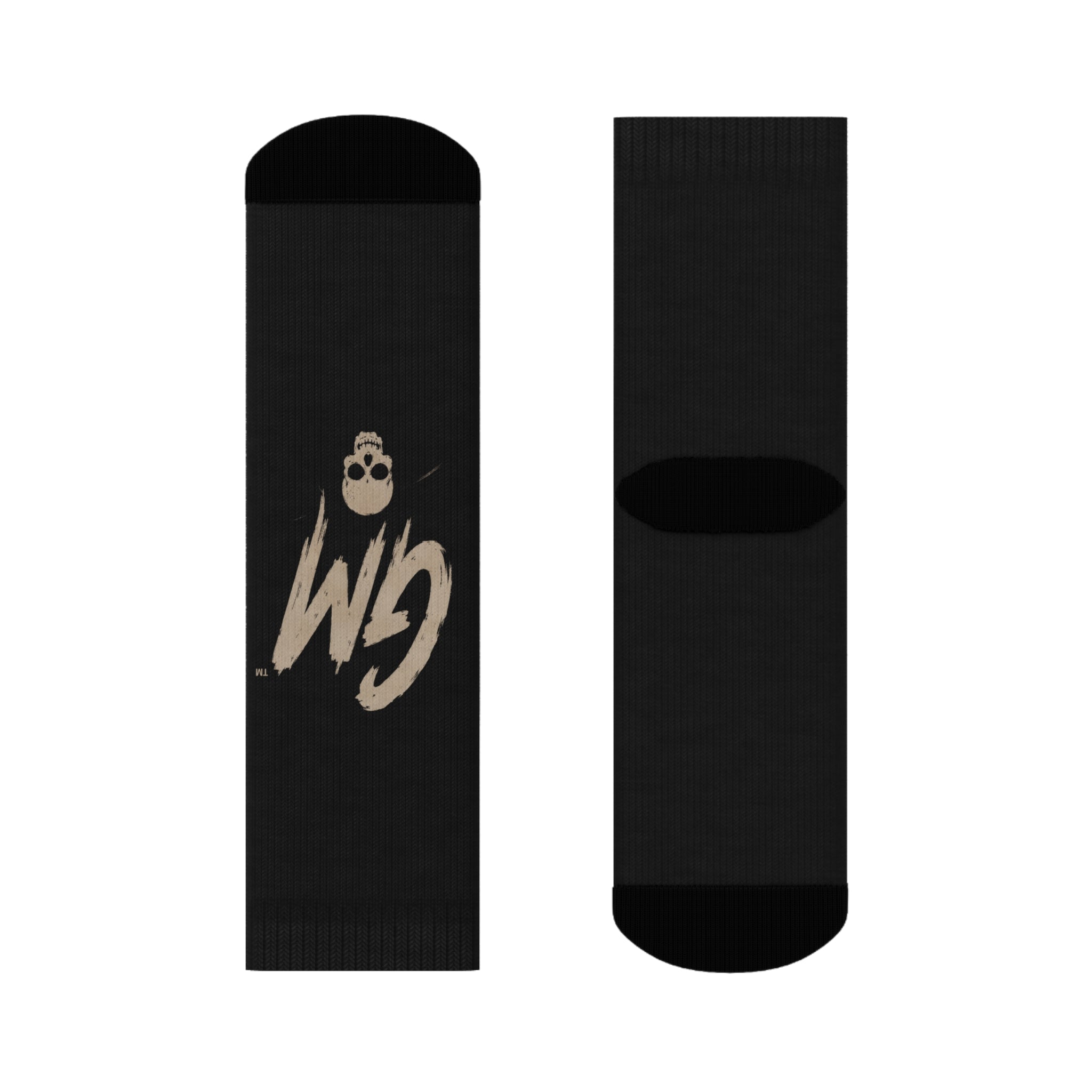 GM Skull Crew Socks — Black Graphic Athletic Socks
