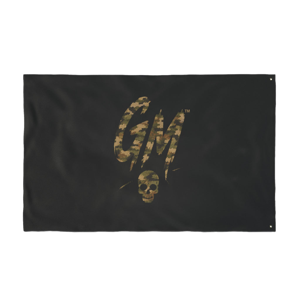 Double-Sided Flag — GM Skull Logo Black Outdoor Banner