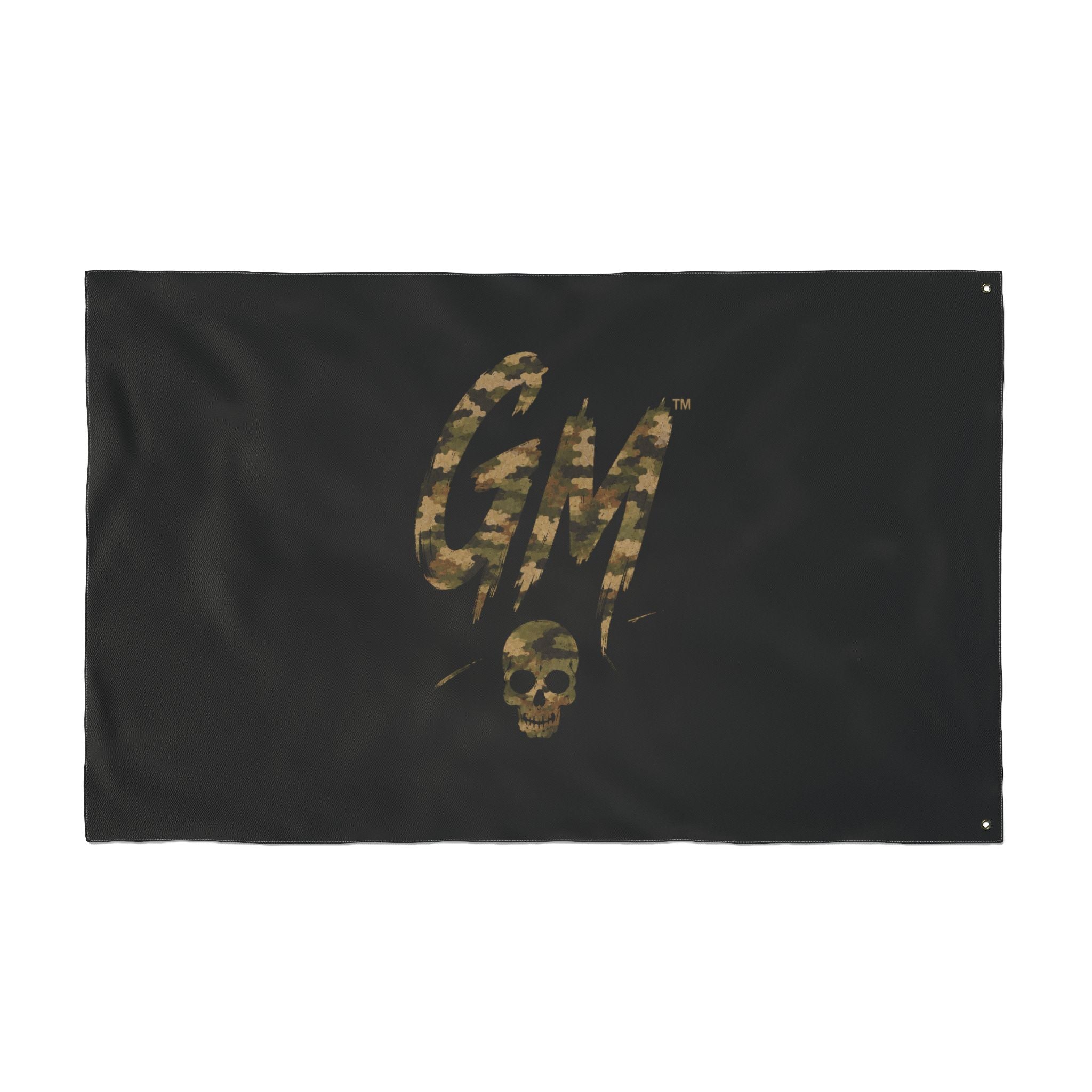 Double-Sided Flag — GM Skull Logo Black Outdoor Banner