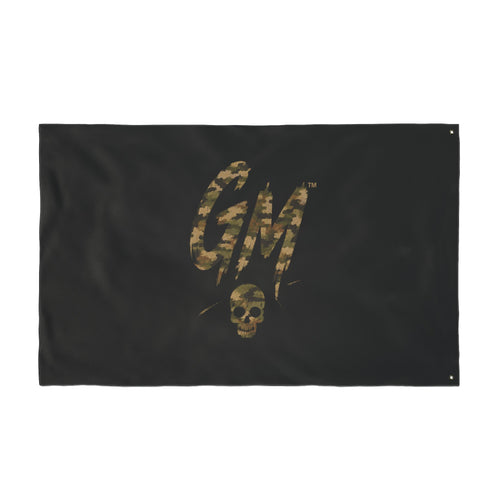 Double-Sided Flag — GM Skull Logo Black Outdoor Banner