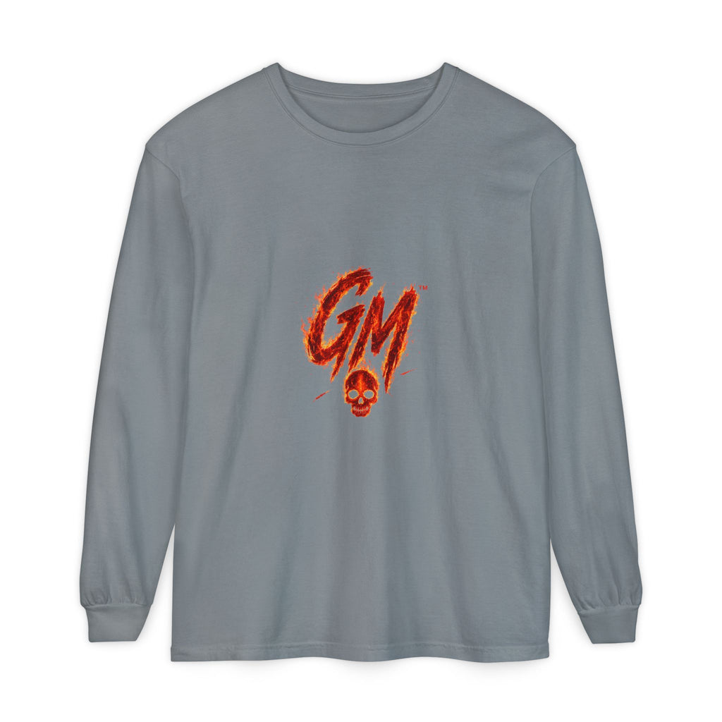 Grease Money Long Sleeve Tee — 'Grease Money Dirty Hands' Flaming Skeleton Logo