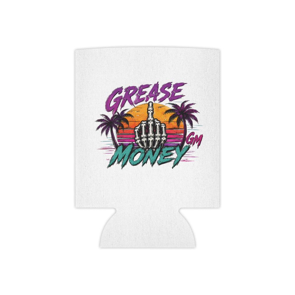 Grease Money Can Cooler – Retro Skull Logo Beverage Koozie