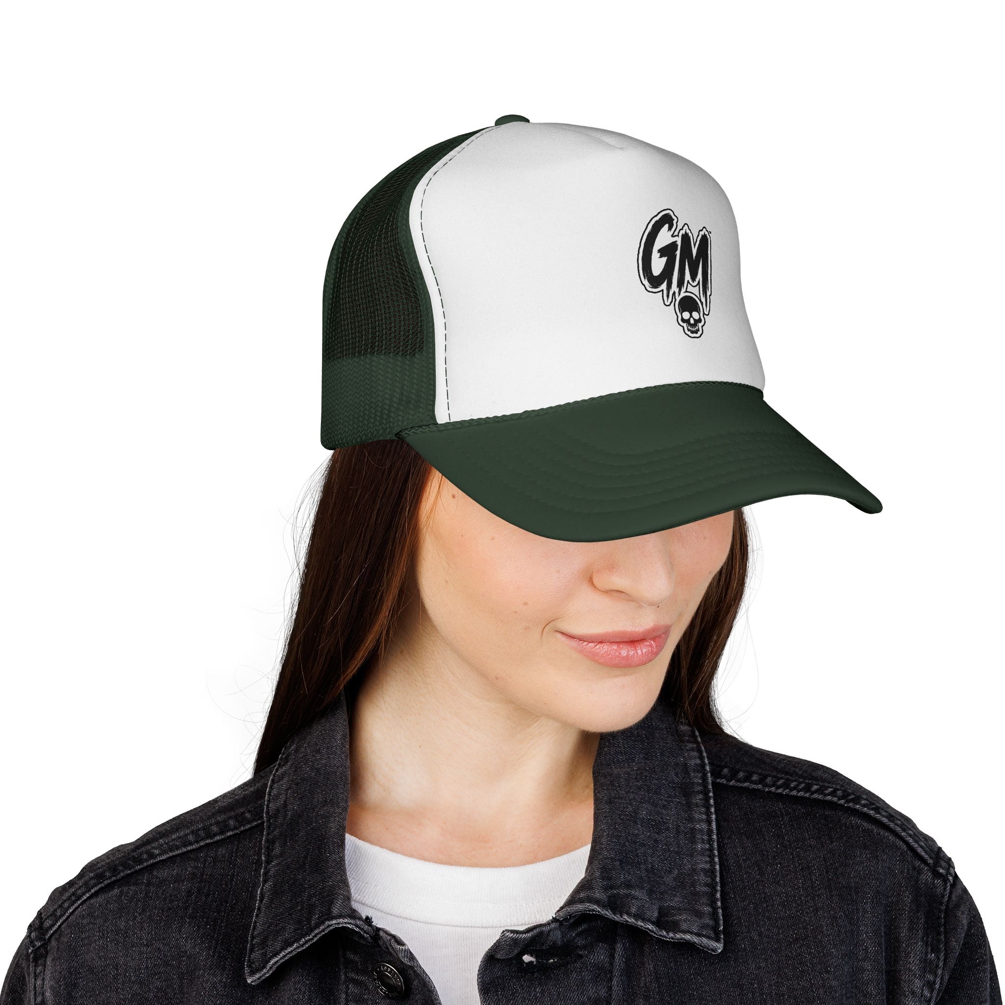 GM Skull Trucker Cap - Bold Retro Logo Mesh Hat