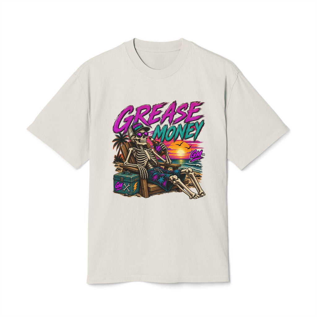 Grease Money Skeleton Tee — Vintage Beach Skull T-Shirt