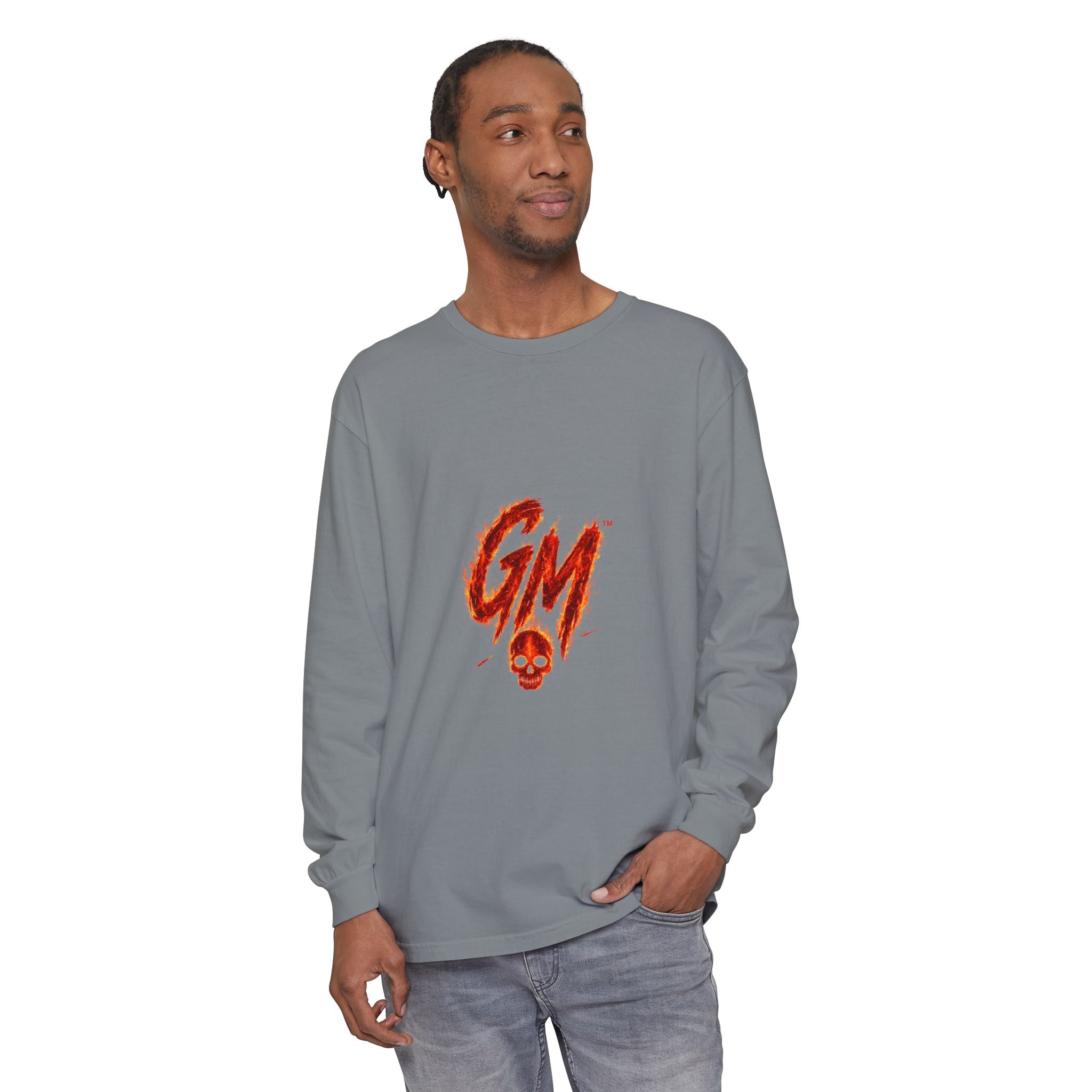 Grease Money Long Sleeve Tee — 'Grease Money Dirty Hands' Flaming Skeleton Logo
