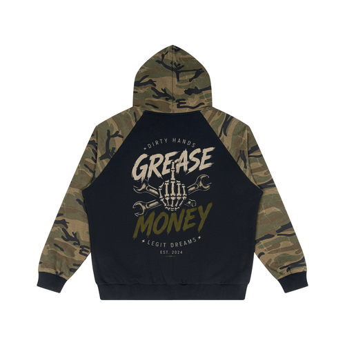 Unisex Camo-Splice Raglan Zip Hoodie