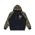 Unisex Camo-Splice Raglan Zip Hoodie