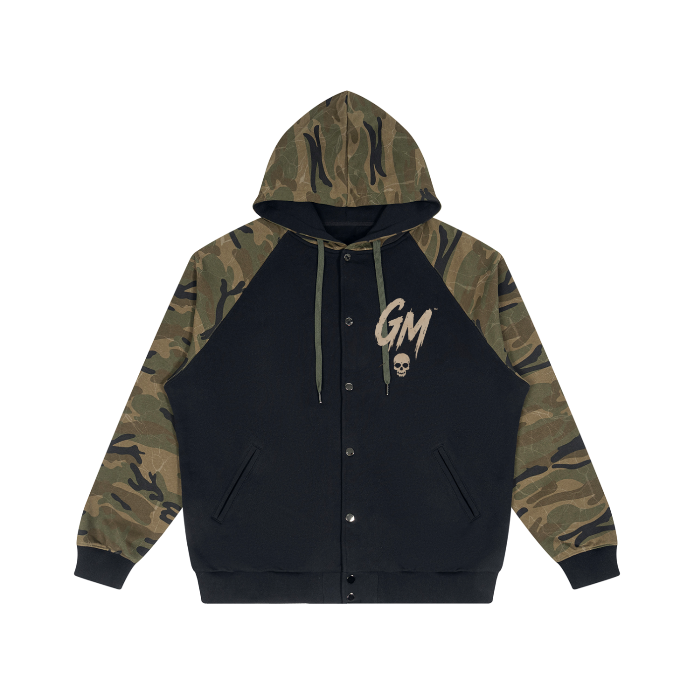 Unisex Camo-Splice Raglan Zip Hoodie