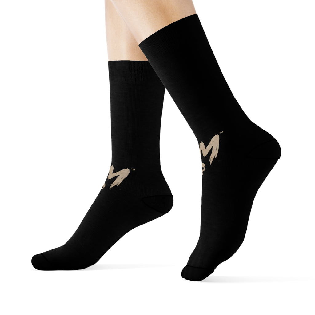 GM Skull Crew Socks — Black Graphic Athletic Socks