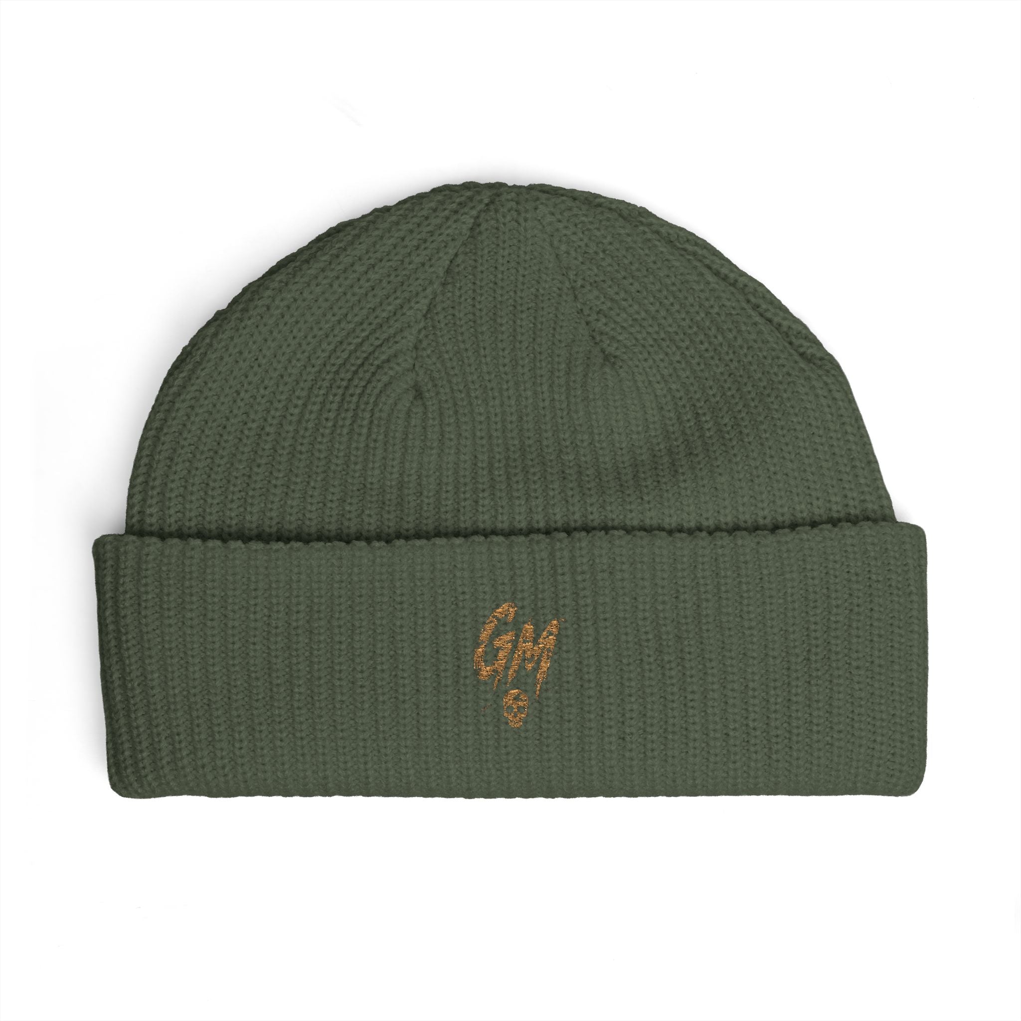 Embroidered Gold Script Cuff Beanie