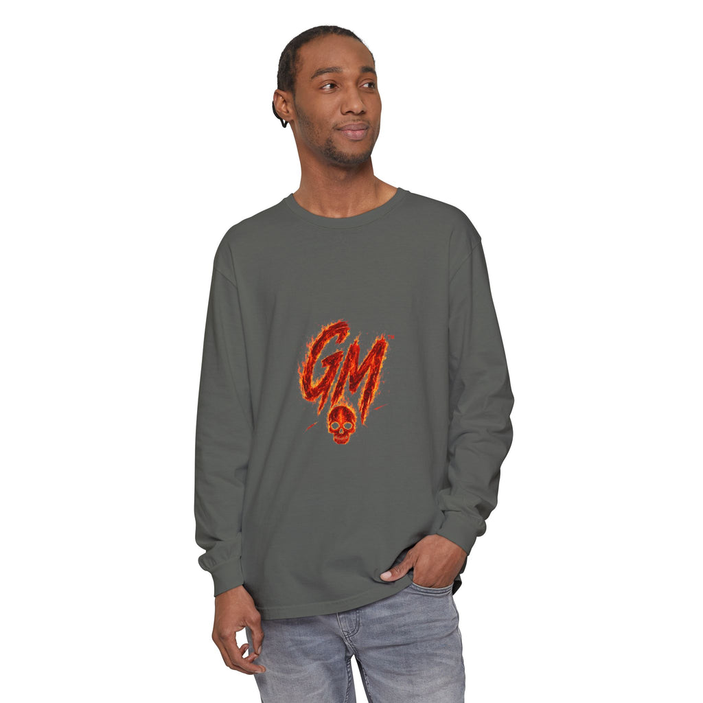 Grease Money Long Sleeve Tee — 'Grease Money Dirty Hands' Flaming Skeleton Logo