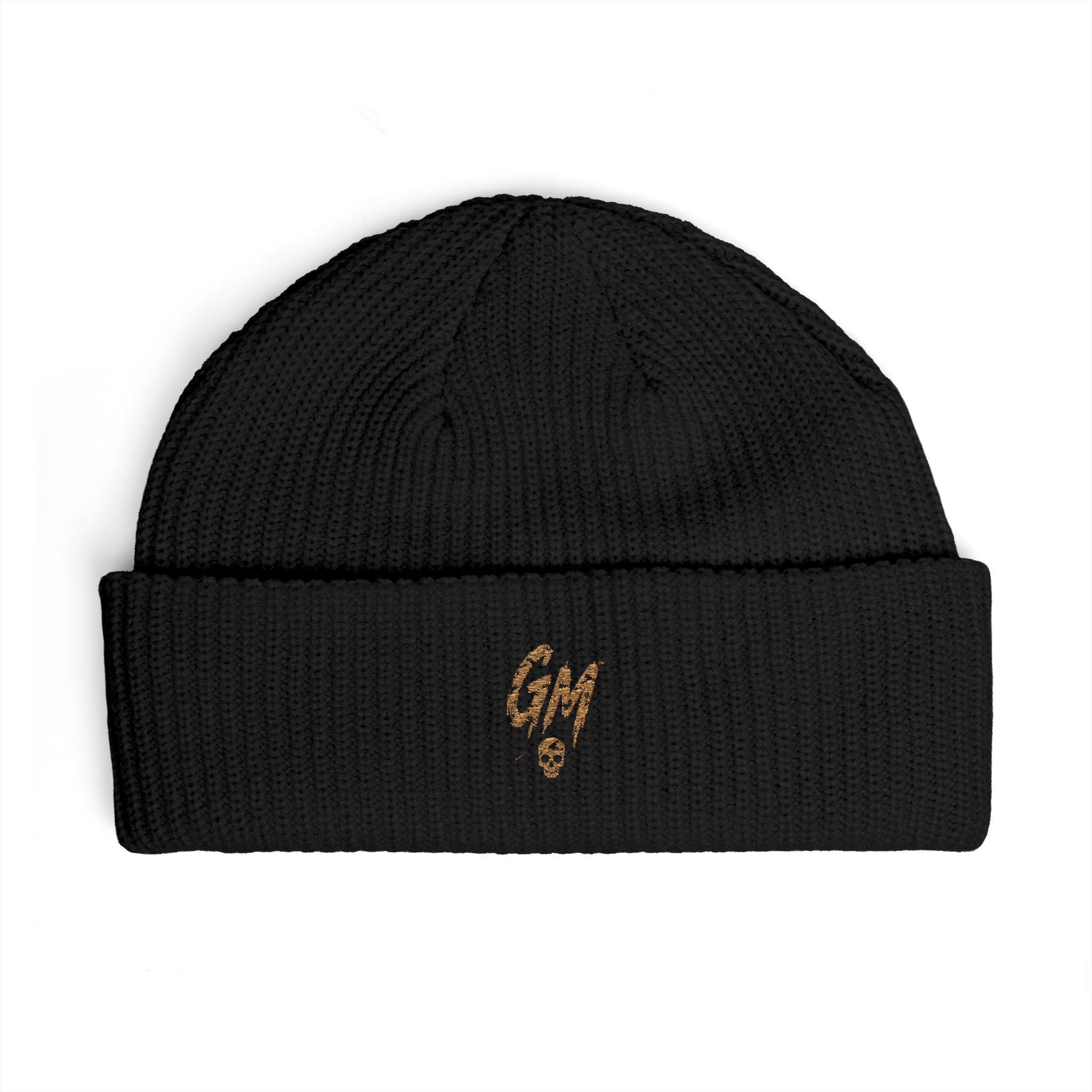 Embroidered Gold Script Cuff Beanie