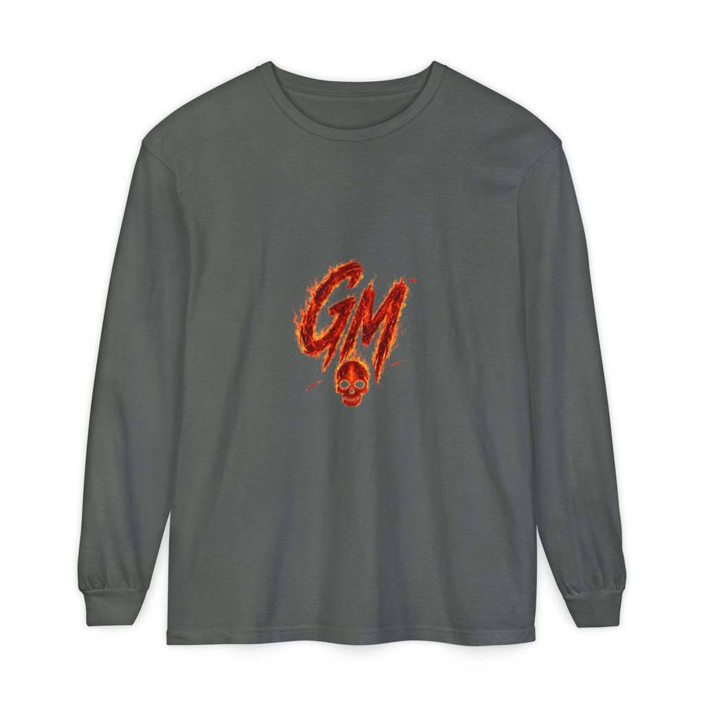 Grease Money Long Sleeve Tee — 'Grease Money Dirty Hands' Flaming Skeleton Logo
