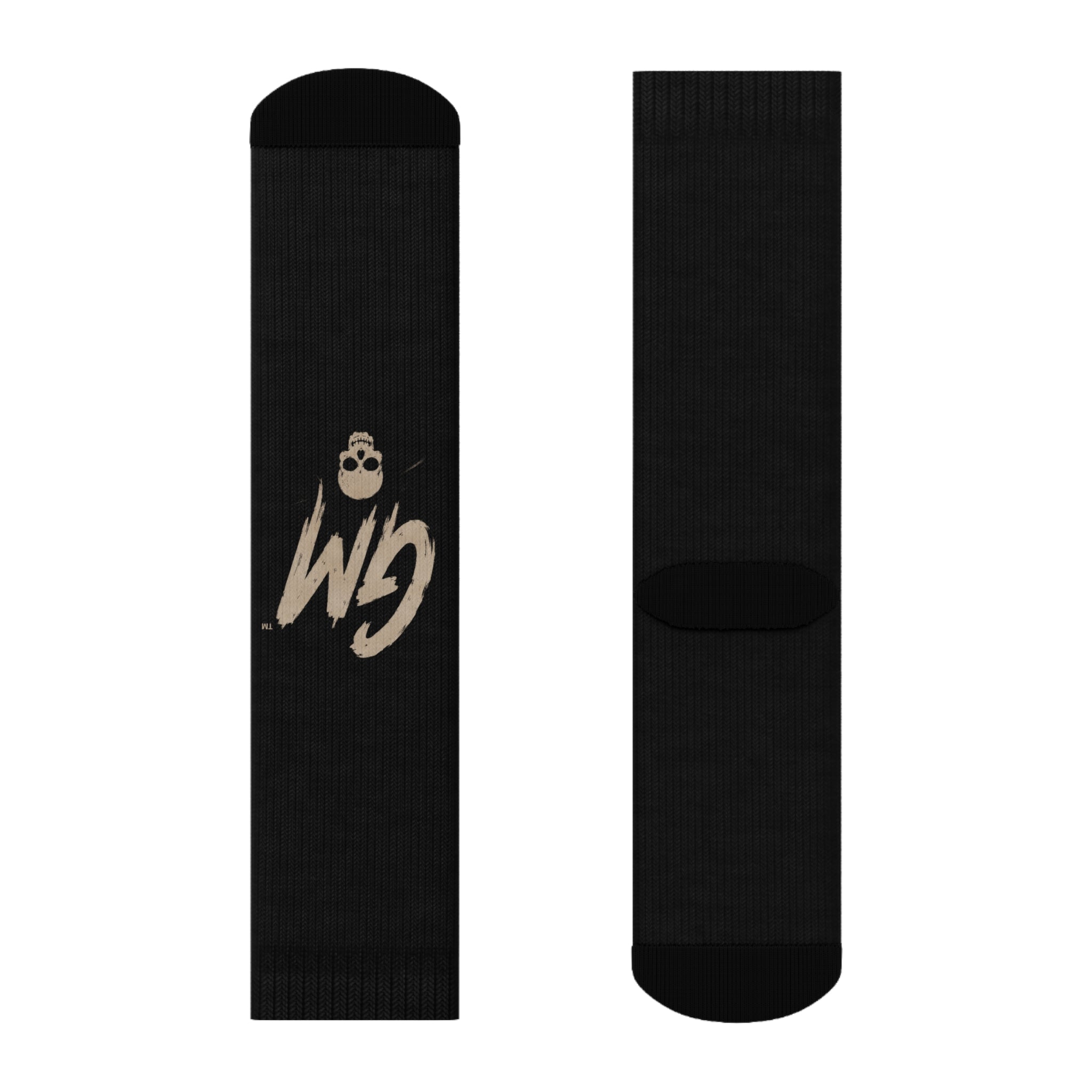 GM Skull Crew Socks — Black Graphic Athletic Socks
