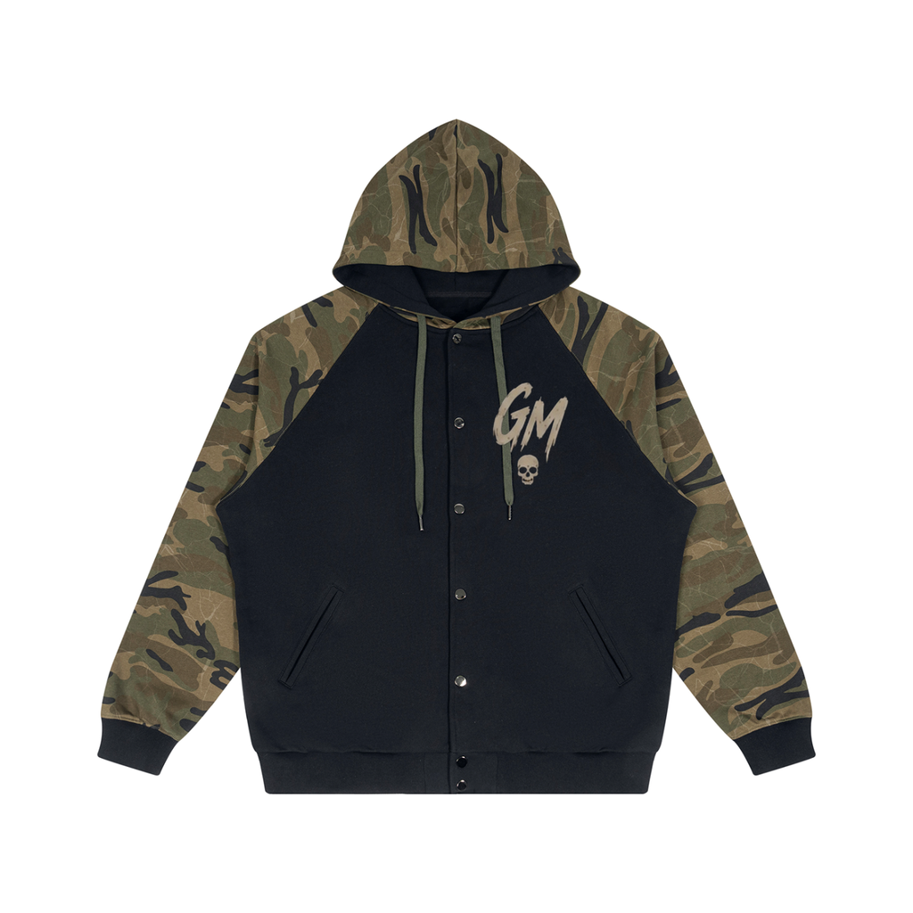 Unisex Camo-Splice Raglan Zip Hoodie