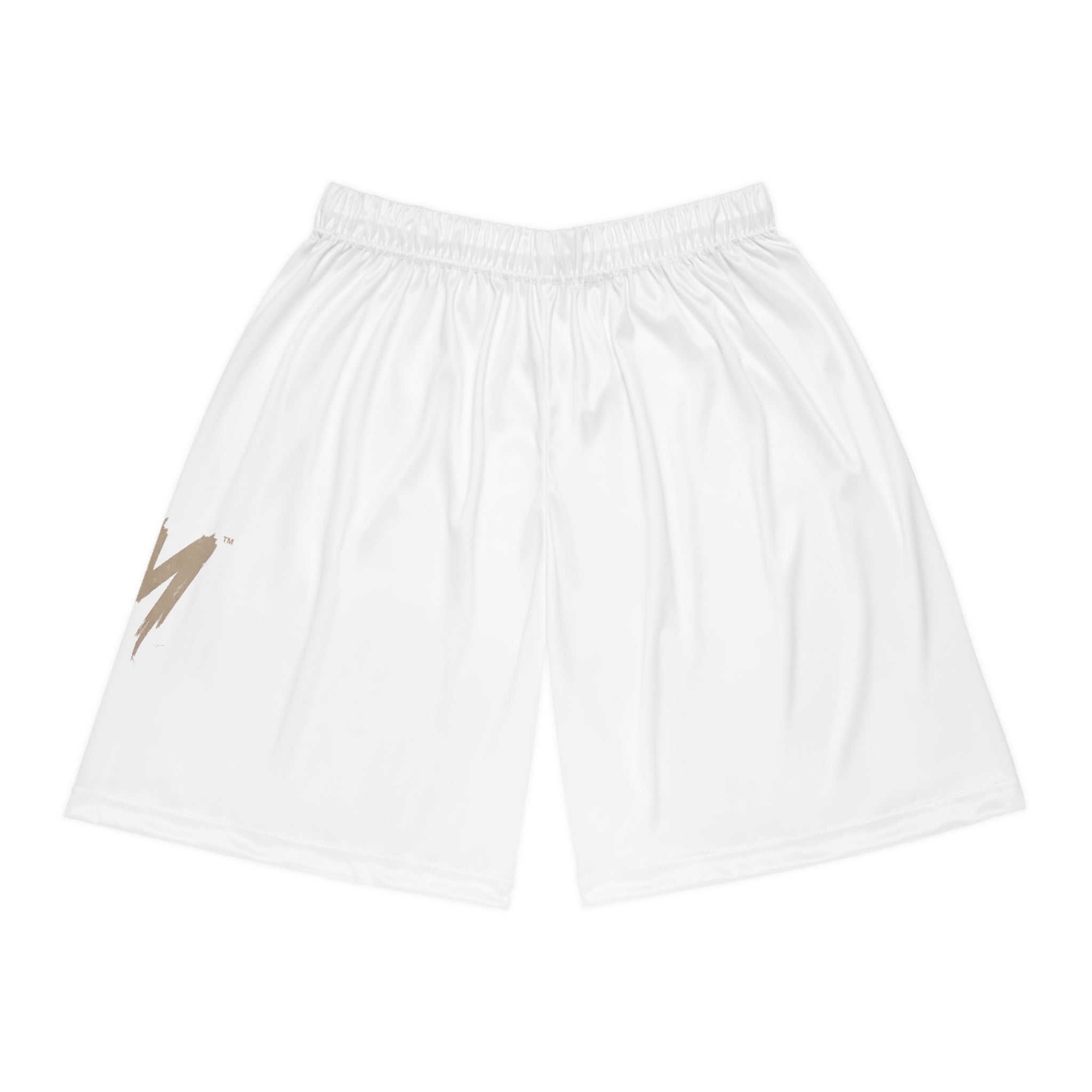 White AOP Basketball Shorts — 'GM' Skull Graphic Performance Shorts