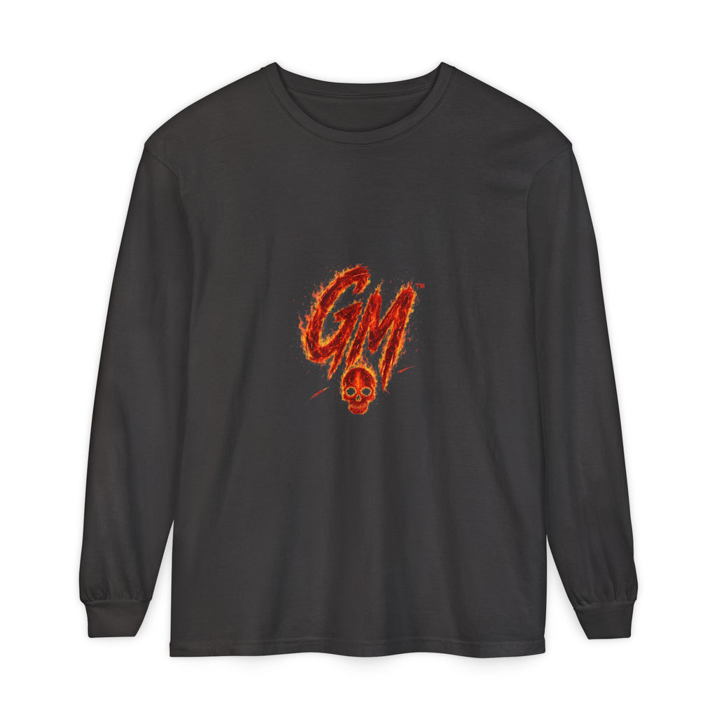 Grease Money Long Sleeve Tee — 'Grease Money Dirty Hands' Flaming Skeleton Logo