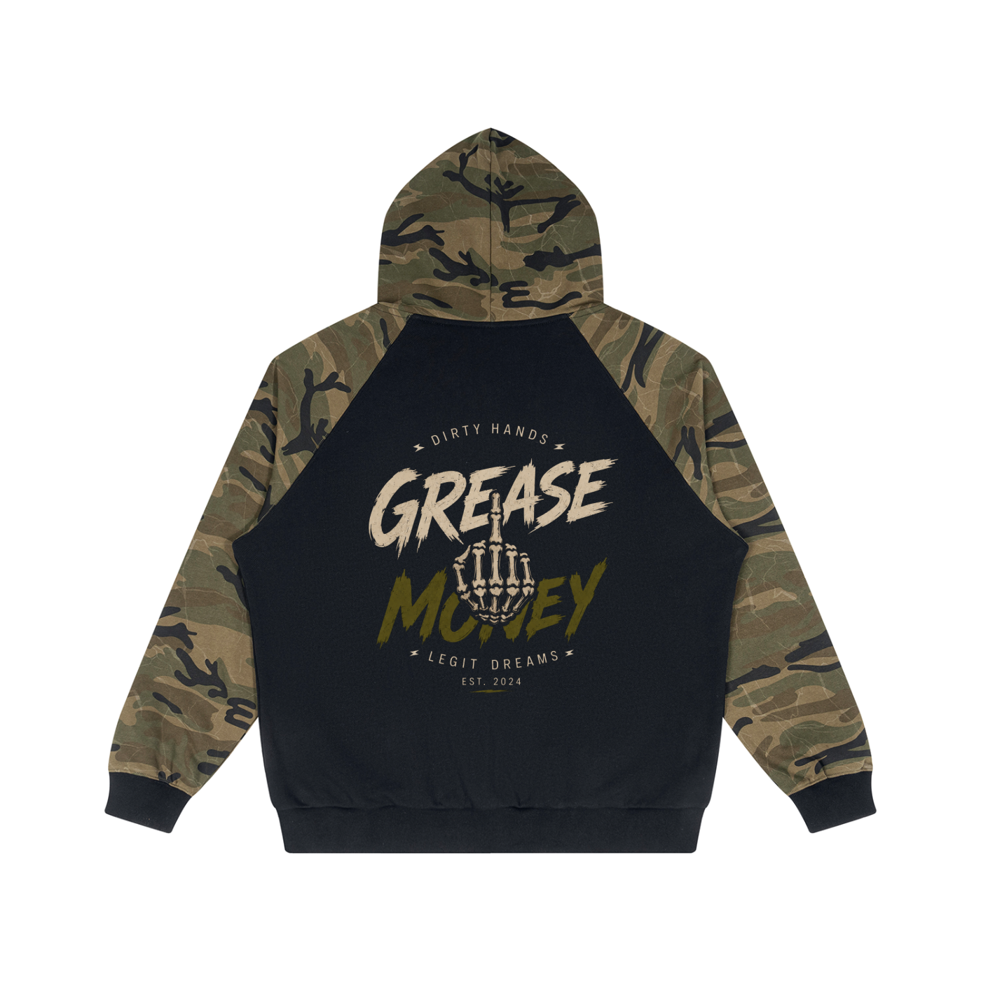 Unisex Camo-Splice Raglan Zip Hoodie