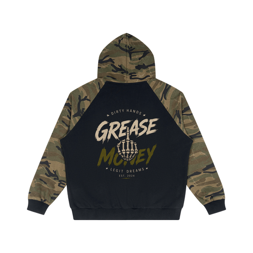 Unisex Camo-Splice Raglan Zip Hoodie