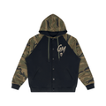 Unisex Camo-Splice Raglan Zip Hoodie