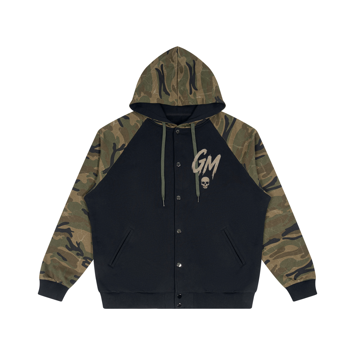 Unisex Camo-Splice Raglan Zip Hoodie